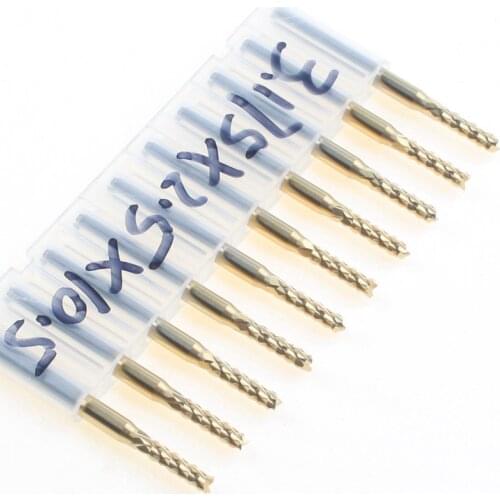 Free Shipping 10pcs 3.175*2.5*10MM Titanium Coated PCB Endmill Cutter Router, CNC Bits for PCB Down Clean Cutting, Millinging