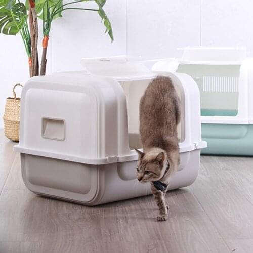 Large space cat litter basin with sunroof fully enclosed luxury extra large cat toilet splash-proof cat toilet slide buckle desi