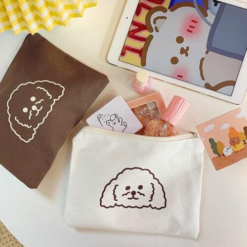 Large Pencil Pouch Pencil Case Stationery School Supplies Storage Makeup Bag kawaii Bear Canvas Bag Cute Dogs Big Cartoon Gifts