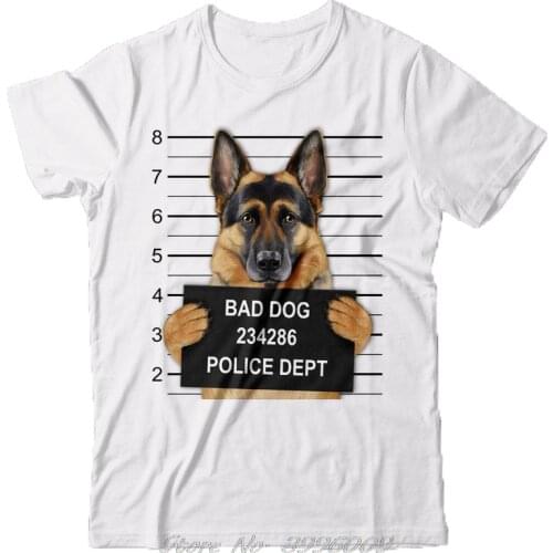 Cool T-Shirt - German Shepherd Dog Mugshot - Gift For Dog Lovers new Men Fashion Hipster Summer T Shirt Funny Cotton Tees