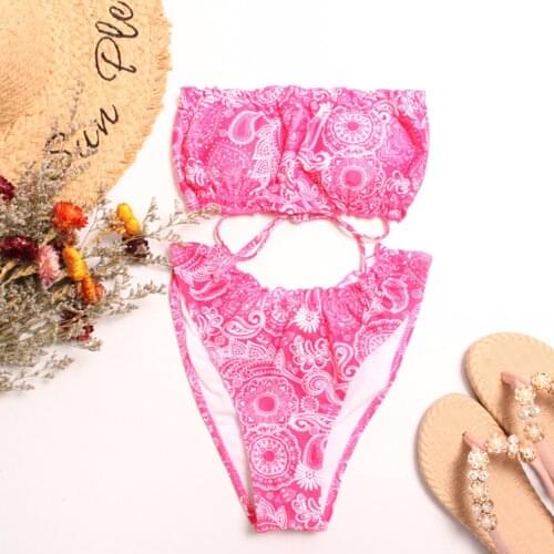 Swimwear Women High Waist Bikini 2021 Mujer Ladies Tube Top Beachwear Bikini Set Split Swimsuit Swimming Suit For Women Tankini