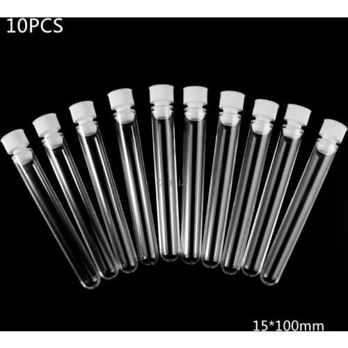 Hot sale 10Pcs/Pack 15x100mm Transparent Plastic Test Tubes Lab Test Tool With Screw Cap