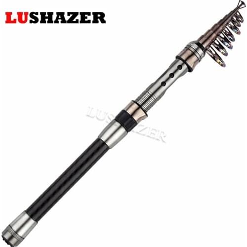 LUSHAZER Fiber Telescopic fishing rod 2.1m 2.4m 2.7m 3.0m 3.6m Spinning Pole Hand Fishing Tackle Sea Rod Ocean Rod