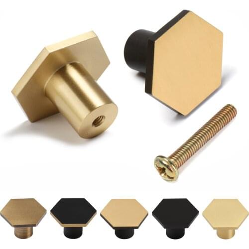 Antique Single Hole Copper Furniture Knobs Auxiliary Door Handles Wardrobe Pulls Hexagon European Style Safety Durable Supplies