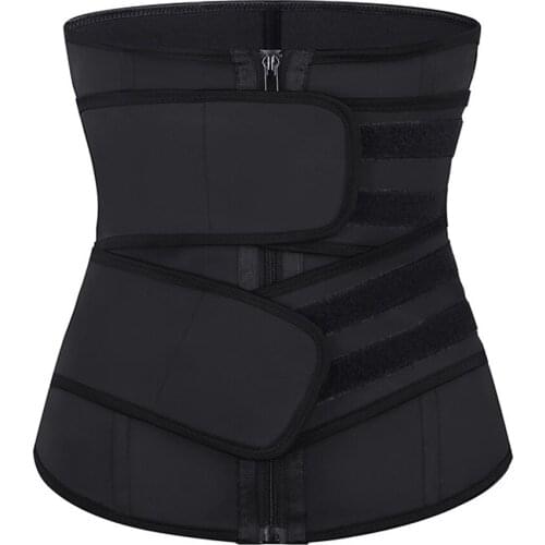 New 100% Latex Body Shaper Belly Slimming Double Belt Steel Boned Compression Zipper Waist Cincher Corset Womens Waist Trainer