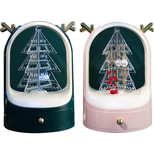 Jewelry Holder Organizer 360 Rotating Christmas Tree With Storage Drawer Ewelry Hanging Stand For Earrings Bracelets