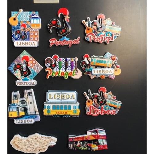Portugal Landmark Symbol Rooster Tourism Fridge Magnets Souvenirs Lisbon Madeira Tramcar Guitar Painted Refrigerator Magnetic