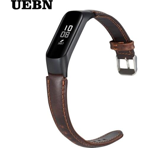 UEBN Genuine Leather Strap For Xiaomi Mi Band 3 4 Metal Frame For MiBand 3 4 Smart Bracelet replacement Wristbands