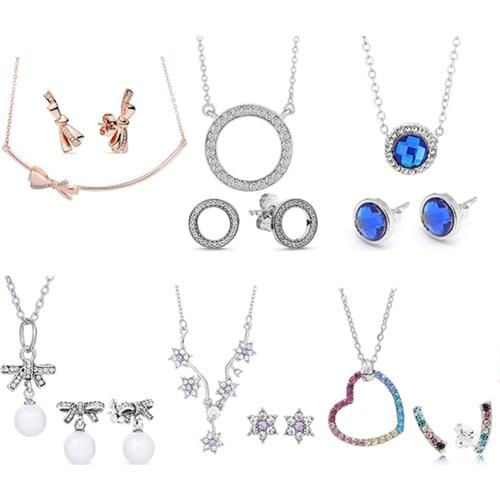Silver Color Jewelry Sets NE+EA Crystal 16 Styles Fine Earrings Necklace Jewelry Set For Women Wedding Jewelry Dropshippig