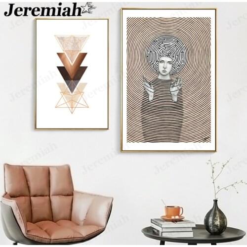 Nordic Characters Canvas Poster Illustration Labyrinth Geometric Painting Abstract Wall Art Canvas Painting Living Room Decor