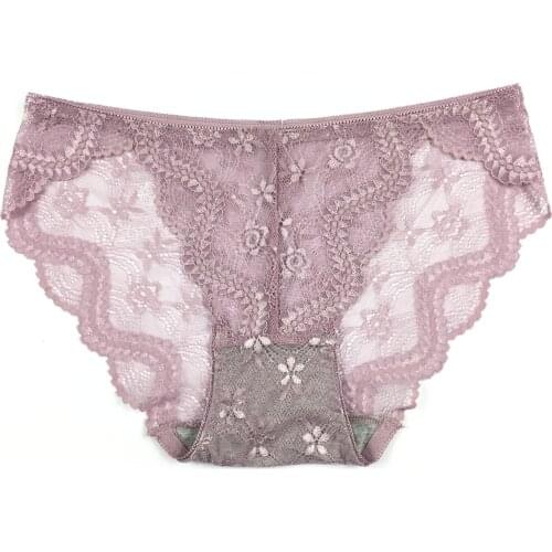 Tempting lace transparent buttock underwear low waist with hollow sexy underwear 11026