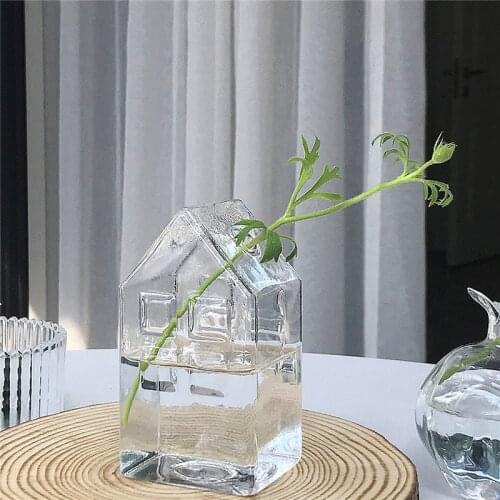 House Shape Glass Vase Flower Pot Flower Basket Flower Vase Decoration Home Nordic Decoration Dried Flower Hydroponic
