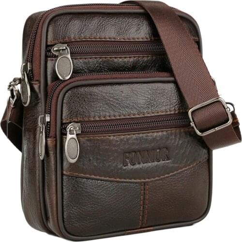 Fashion Mens Leather Small Messenger Bag Male Satchels Multifunctional Shoulder Bag Genuine Leather Crossbody Bags for Men