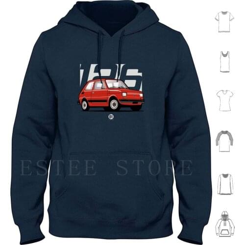 Fiat 126 Hoodies Long Sleeve Fiat Fsm 126 126P Maluch Fiat126 Fiat126P Youngtimer Car Small Car Poland Polish