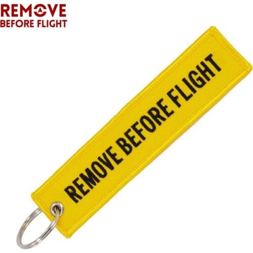 Remove Before Flight Key Fob llaveros Important Things Tag Yellow Embroidery OEM Key Chian Jewelry Aviation Gifts llavero mujer