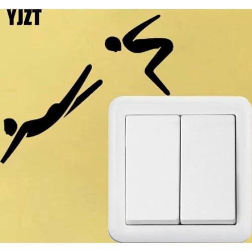 YJZT Divers Jumping Switch Wall Sticker Bedroom Vinyl Home Switch Decal Vinyl 8SS-2460