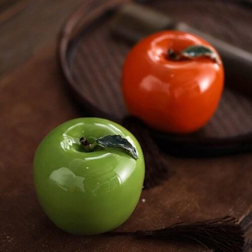 Ceramics Tea tank Green Red apple Shape Travel Portable Sealed tea storage tanks Mini fruit decoration