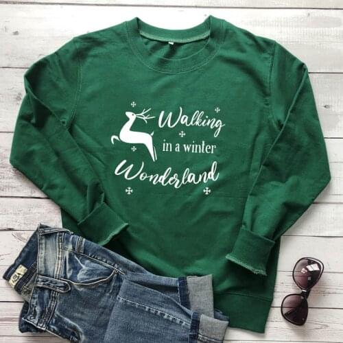 Walking In A Winter Wonderland Sweatshirt Winter Long Sleeve Merry Christmas Sweatshirt Cute Women Graphic Holiday Gift Pullover