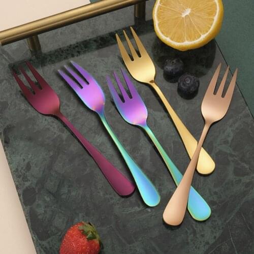 1 Pc Reusable Tableware Watermelon/Dessert Fork Safe Stainless Steel Mini 3-Tine Salad Fork Wide Application For Kitchen/Home