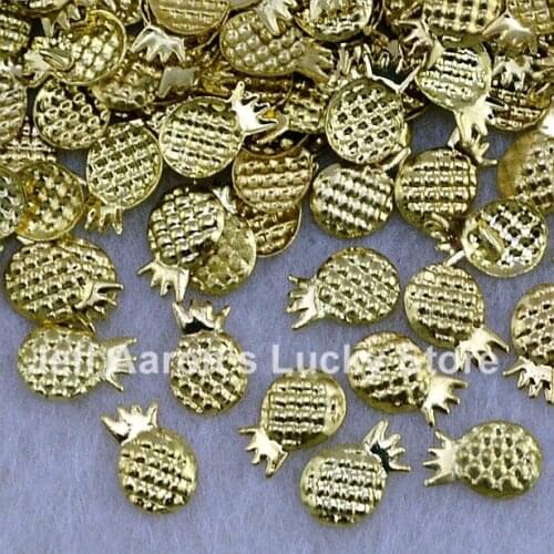 100PC Gold Pineapple 3D Metal Nail Art Decoration Accessories Manicure Nail Supplies Tool