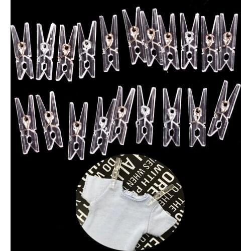 20pcs 25m Transparent Mini Clips Clothes Photo Paper Peg Pin Clothespin Craft Spring Clips Party Home Decoration