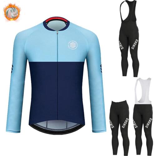 2021 SIROKO Winter Fleece Cycling Jersey Set Long sleeve MTB Bicycle Clothes Wear Ropa Ciclismo Racing Bike Clothing Cycling Set