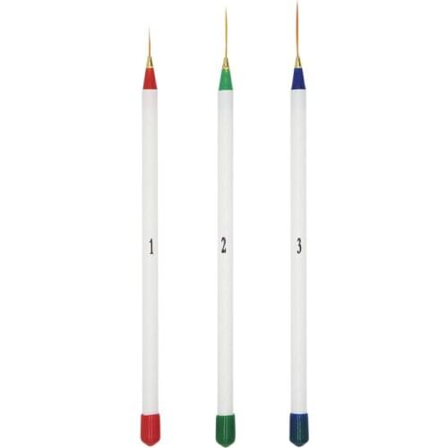 3Pcs/Set Professional Nail Art Liner Pen Acrylic Brush Paint Drawing Tips Sable Striping Brushes Painting Dotting Wholesale