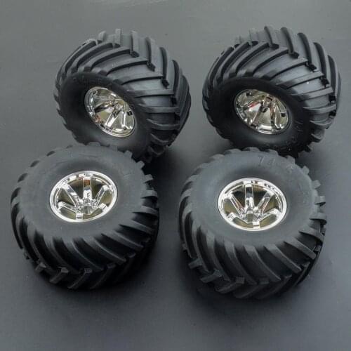 4pcs 135mm Rubber Tyre Tire Wheel Rim AX-3003 Fit for 1/10 RC Bigfoot HSP HPI Car Large Deep Lugs Accessories
