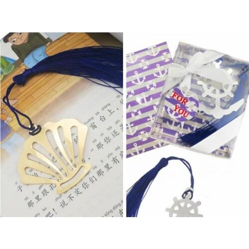 40 Pcs/lot Ocean themed event and Party favor of Nautical Anchor and seashell bookmark for Graduation Ceremony gifts for friends