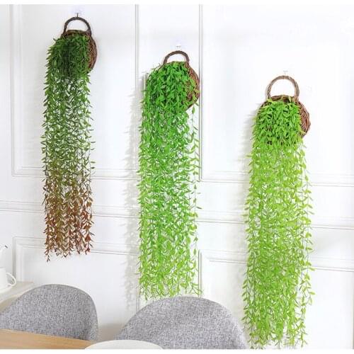 5Pcs/Lots Home Decor Aritificial Plants Willow Leaf Green Garland Fake Plants Foilage For Wall Wedding Home Party Decoration