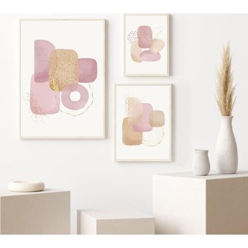 Abstract Artwork Watercolor Shapes Circles Wall Art Canvas Painting Posters And Prints Wall Pictures for Living Room Decoration