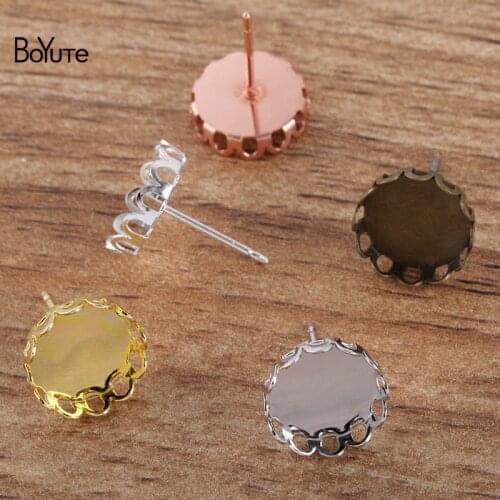 BoYuTe (100 Pieces/Lot) Fit 10-12-14-16MM Cabochon Blank Earring Base Diy Earring Settings Handmade Jewelry Materials