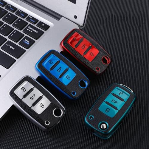 Leather+TPU Car Key Cover Case for Volkswagen for VW POLO Tiguan Passat B5 B6 B7 Golf EOS Scirocco Jetta MK6 Octavia Accessories