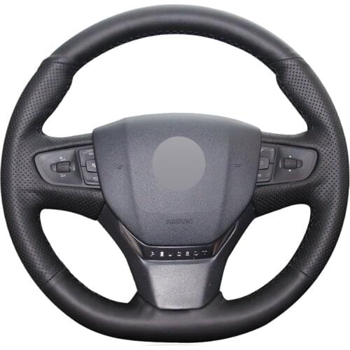 Black PU Faux Leather Steering Wheel Cover for Citroen C3 C3-XR 2015-2019 C4 2016-2019 Peugeot 408 2014-2019 Traveller 2016-2019