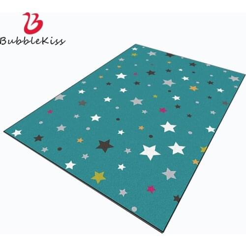 Bubble Kiss Modern Green Stars Pattern Carpets for Living Room Home Non-slip Customized Decor Bedroom Rugs Soft Floor Mat 2021