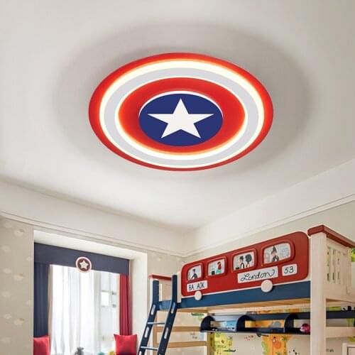 Kids Child LED Ceiling Lights Captain America with remote control for bedoom study room acrylic lamp lamparas de techo abajur
