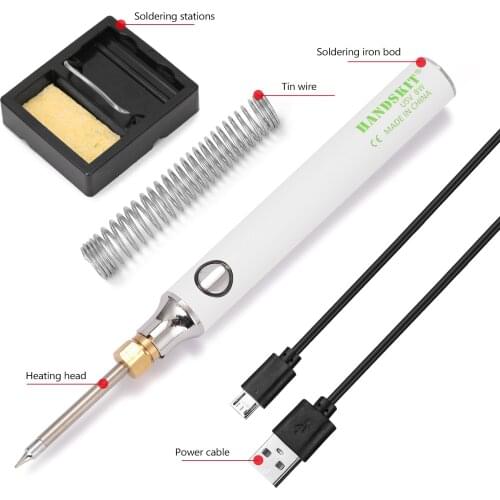 USB Charging Soldering Iron 5V 8W Adjustable Temperature Electric Soldering Iron Kit with Soldering Stand Soldering Wire