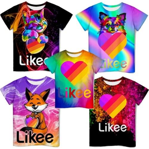 Hot Boy Girl Likee Print T Shirt Kids LIKEE App 3D Cat Dog Fox T-shirt Baby Full Color Short Sleeve Tee Tops Children Gift