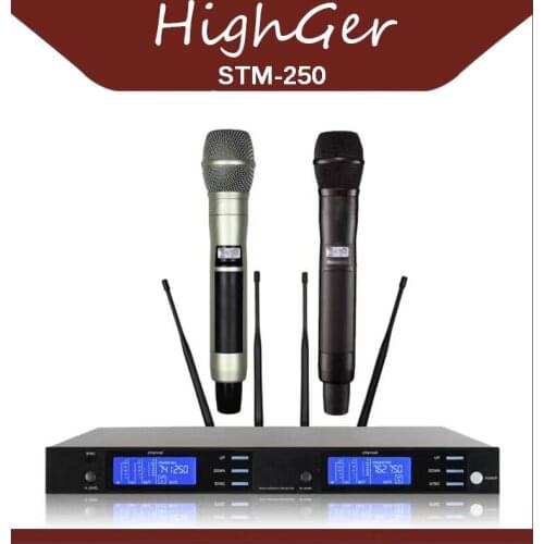 HighGer AD4D UHF Digitale Senza Fili Microfono Professionale A Doppio Canale Ricevitore Digitale True Diversity Fase Mircrofone