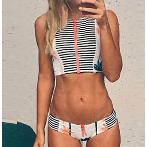 Bikinis Set Women Sexy Zipper Two-Piece Bathing Suit Swimwear Summer Beach Wear Female Low Waist Triangle Swimsuit DK31