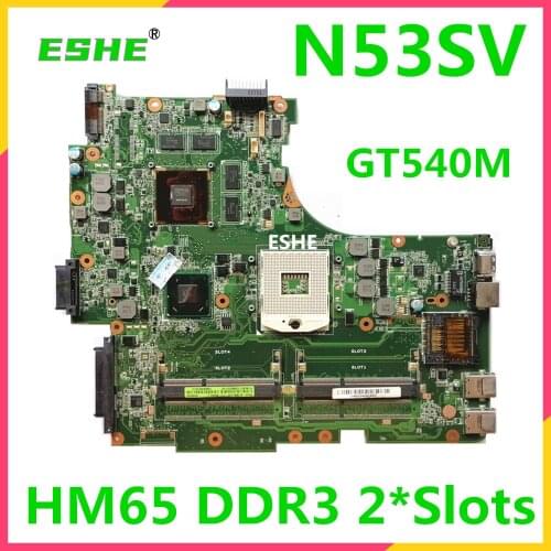 N53SV Motherboard 2*Slots For ASUS N53S N53SV N53SM laptop Motherboard HM65 DDR3 GT540M graphics card 100% Fully Tested