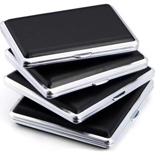 Metal Frame Cigarette Accessories Black Cigarette Storage Case Double Sided Flip Open Box Container Lighter
