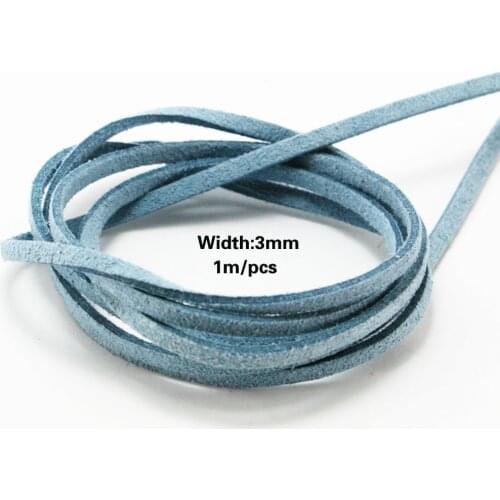 Hot Fashion Approx 1m/lot Light Blue Korea velvet Faux Suede Cord Faux leather cord velvet cord 3mm FXU001-49