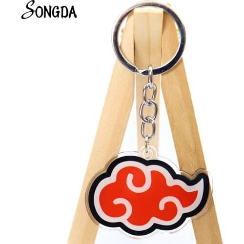 Cartoon Narutos Keychain Bandai Anime Red Cloud Acrylic Key Chain Cute Q Version Characters Holder Rings for Keys Jewelry Gifts