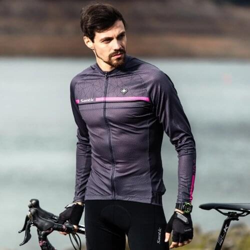 Santic Men Cycling Jerseys Bike MTB Jersey Long Sleeve Comfortable Sun-protective Asian size WM0C01111