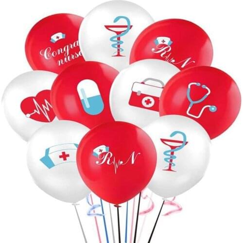 12pcs/lot Nurse Graduation Latex Balloon Set-nurse Party Decoration Supplies Doctors Nurse Party Girl Kids Baloon Toys 12 Inch