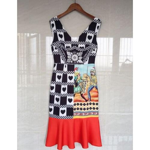 2021 spring and summer new womens printed fishtail jumpsuit sexy sleeveless V-neck vest dress slim slimming evening dress