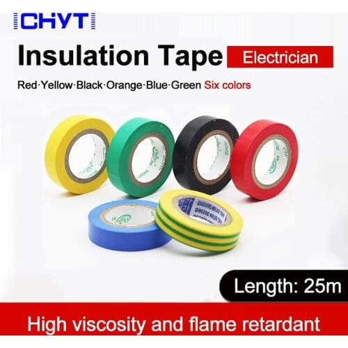 25M Wire Flame Retardant Electrical Insulation Tape Electric High Voltage PVC Tape 6 Color Waterproof Electrician Tape