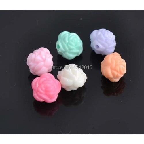Wholesale 100Pcs Mixed Acrylic Flower charm Beads Flatback Cabochon Scrapbooking Craft Fit Diy 13x13mm YKL0197