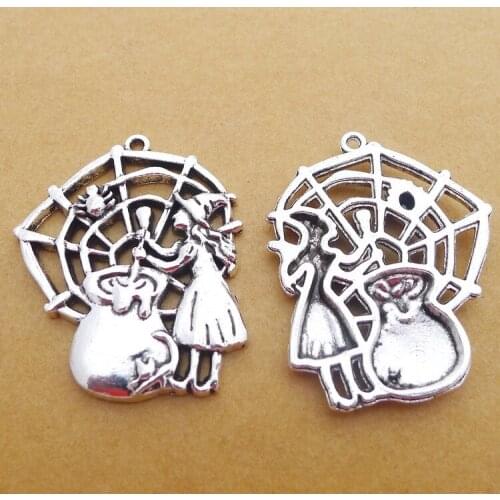 3 PCS/Lot 40mm*33mm Pendant Antique Silver Color Spider and woman Charms For DIY Jewelry Making DIY Keychain